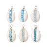 42Pcs 42 Styles Natural Cowrie Shell & Glass Seed Beads Pendants PALLOY-JF02759-2