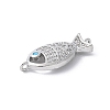 Brass Micro Pave Clear Cubic Zirconia Fish Links Connector Charms KK-K399-06P-2