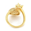 Brass Micro Pave Clear Cubic Zirconia Open Cuff Ring for Women LS-RJEW-M173-03B-G-3