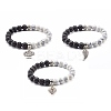 Natural Lava Rock and Synthetic Howlite Round Beads Stretch Bracelet for Men Women BJEW-JB06929-1