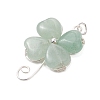 Natural Green Aventurine Copper Wire Wrapped Shamrock Pendants PALLOY-JF02970-01-3