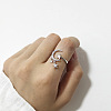 Star & Moon Rhodium Plated 925 Sterling Silver Micro Pave Clear Cubic Zirconia Cuff Rings FS-WGB6FCD-01-3