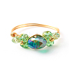 Electroplate Faceted Glass Beads Finger Ring X1-RJEW-TA00014-02-4