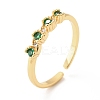 Cubic Zirconia Flat Round Open Cuff Ring RJEW-H101-05G-1