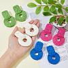 4 Pairs 4 Colors Raffia Grass Donut Dangle Stud Earrings EJEW-FI0002-30-10
