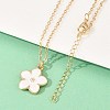 Alloy Enamel White Flower Pendant with Iron Chain Necklaces for Women NJEW-A066-04G-2
