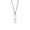 304 Stainless Steel Rectangle with Laser Cut Initial Pendant Necklaces FS-WG71FEF-15-1