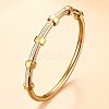 304 Stainless Steel Micro Pave Clear Cubic Zirconia Hexagon Hinged Cuff Bangles for Women WGDBD4E-02-1