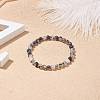Natural Agate Round Beaded Stretch Bracelet BJEW-JB08614-03-2