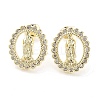 Brass Micro Pave Cubic Zirconia Stud Earrings for Women EJEW-D086-07B-G-1