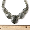 Natural Labradorite Faceted Bib Graduated Beaded Necklaces for Women NJEW-B128-01P-5