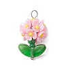 Glass Seed Beaded Flower Pendants X1-PALLOY-MZ00521-05-1