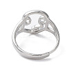 Non-Tarnish 304 Stainless Steel Hollow Abstract Face Adjustable Rings RJEW-D006-25P-3