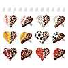 6 Pairs 6 Styles Sport Theme Wood Heart Stud Earrings EJEW-TA0001-33-1