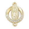 Rack Plating Brass Micro Pave Clear Cubic Zirconia Religion Virgin Mary Connector Charms KK-L224-094G-07-1