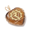 7Pcs 7 Styles Chakra Natural Tiger Eye & Sodalite & Red Jasper & Quartz Crystal & Green Aventurine & Amethyst & Red Aventurine Copper Wire Wrapped Heart Pendants PALLOY-JF03044-4