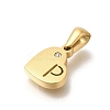 304 Stainless Steel Heart Pendants with Rhinestone STAS-Z103-01G-16-2