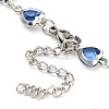 304 Stainless Steel & Glass Heart Link Chain Bracelets for Women BJEW-P334-12P-4