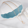 1Pc Zinc Alloy White Enamel Round with Letter Pendant Necklaces NJEW-LP0002-88G-F-3