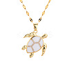 Brass White Enamel Turtle Pendant Dapped Chain Necklaces for Women FJ9996-1-4