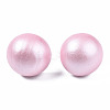 Painted Half Round Schima Wood Earrings for Girl Women EJEW-T017-02F-2