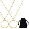 2Pcs Flat Round 5X Magnifying Glass Pendant Necklaces NJEW-SP0001-03G-1