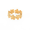 Ion Plating(IP) 304 Stainless Steel Flower Wrap Open Cuff Ring for Women X-RJEW-S405-173G-1
