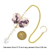 Wire Wrapped Natural Rose Quartz & Amethyst Chip Heart with Tree Pendant Decoration HJEW-FS00019-2