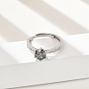 Rhodium Plated 925 Sterling Silver Moissanite Adjustable Rings for Women RJEW-U038-09P-2