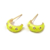 Brass Micro Pave Cubic Zirconia Stud Earrings with Enamel for Women EJEW-H091-05G-2