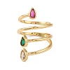 Colorful Cubic Zirconia Adjustable Rings X-RJEW-F135-05G-1