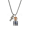 Glass Bottle & Alloy Sea Horse Pendant Necklace NJEW-FZ00014-5
