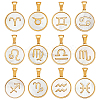 12Pcs 12 Styles Stainless Steel with Natural Shell Pendants STAS-WH0044-95-1
