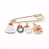 Christmas Theme Brass Safety Brooch X-JEWB-BR00046-03-1