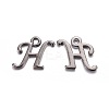 Gunmetal Plated Alloy Letter Pendants PALLOY-P097-03-H-1