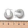 Brass Micro Pave Clear Cubic Zirconia Flat Round Hoop Earrings EJEW-K318-04A-P-5