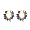 Natural Gemstone Chips Braided Hoop Earrings EJEW-JE04940-3