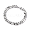 201 Stainless Steel Curb Chain Bracelet with 304 Stainless Steel Clasps for Men Women BJEW-M235-02C-P-1