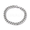 Tarnish Resistant 201 Stainless Steel Curb Chain Bracelet with 304 Stainless Steel Clasps for Men Women BJEW-M235-02C-P-1