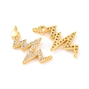 Brass Micro Pave Clear Cubic Zirconia Connector Charms KK-U017-01A-G-2