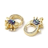 Brass Micro Pave Clear Cubic Zirconia Lobster Claw Clasps KK-K385-011G-3