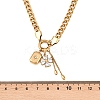 304 Stainless Steel Pave Clear Cubic Zirconia Flower Rectangle Tassel Pendant Necklaces for Women NJEW-K300-02G-3