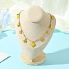 Flower & Fruit & Heart Alloy Yellow Enamel Pendant Necklaces NJEW-FS00011-4