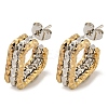 202 Stainless Steel Square Multi Layered Stud Earrings EJEW-H003-12GP-1