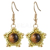 Natural Tiger Eye Star Dangle Earrings EJEW-MZ00354-3