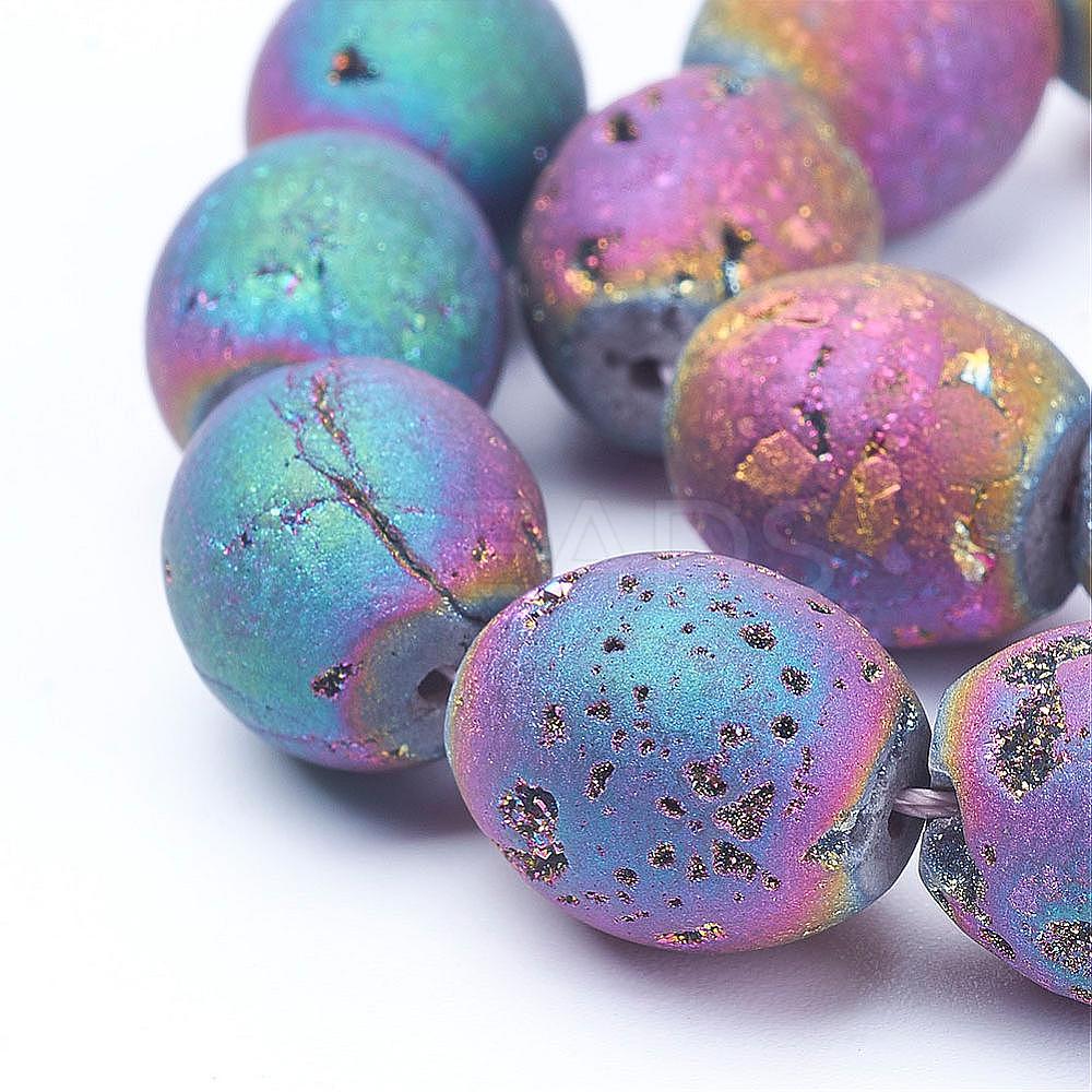 Wholesale Electroplated Natural Druzy Geode Agate Bead Strands