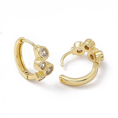Clear Cubic Zirconia Flat Round Hoop Earrings EJEW-M210-20G-1