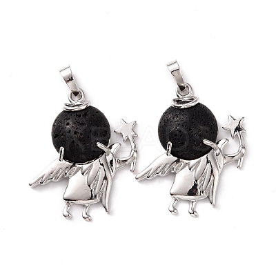 Natural Lava Rock Pendants G-F573-A19-1