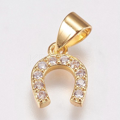 Brass Micro Pave Cubic Zirconia Charms X-ZIRC-E145-27G-1