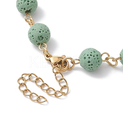 Dyed Natural Lava Rock Round Beaded Chain Bracelet Making AJEW-JB01206-05-1